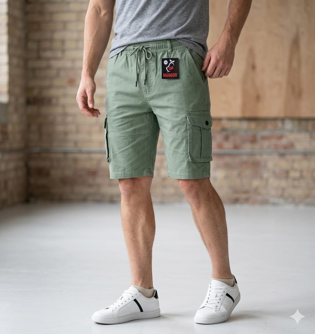 Mango Six Pockets Men's Shorts- Mint Green