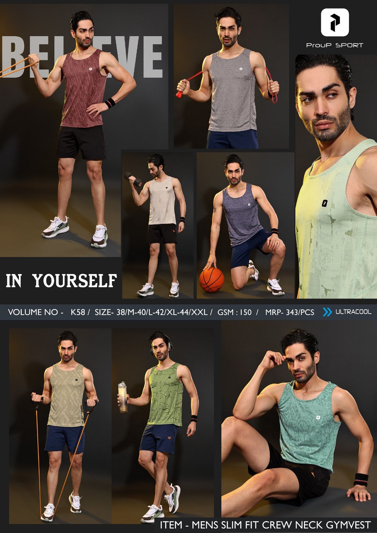 Men's Round Neck Neck Sleevesless T-shirts - D No K-58