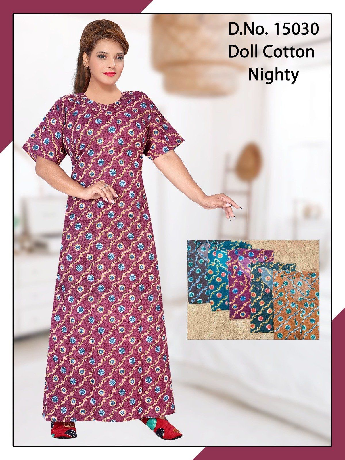 Seven Cross Women's Cotton Nighty D No- 15030