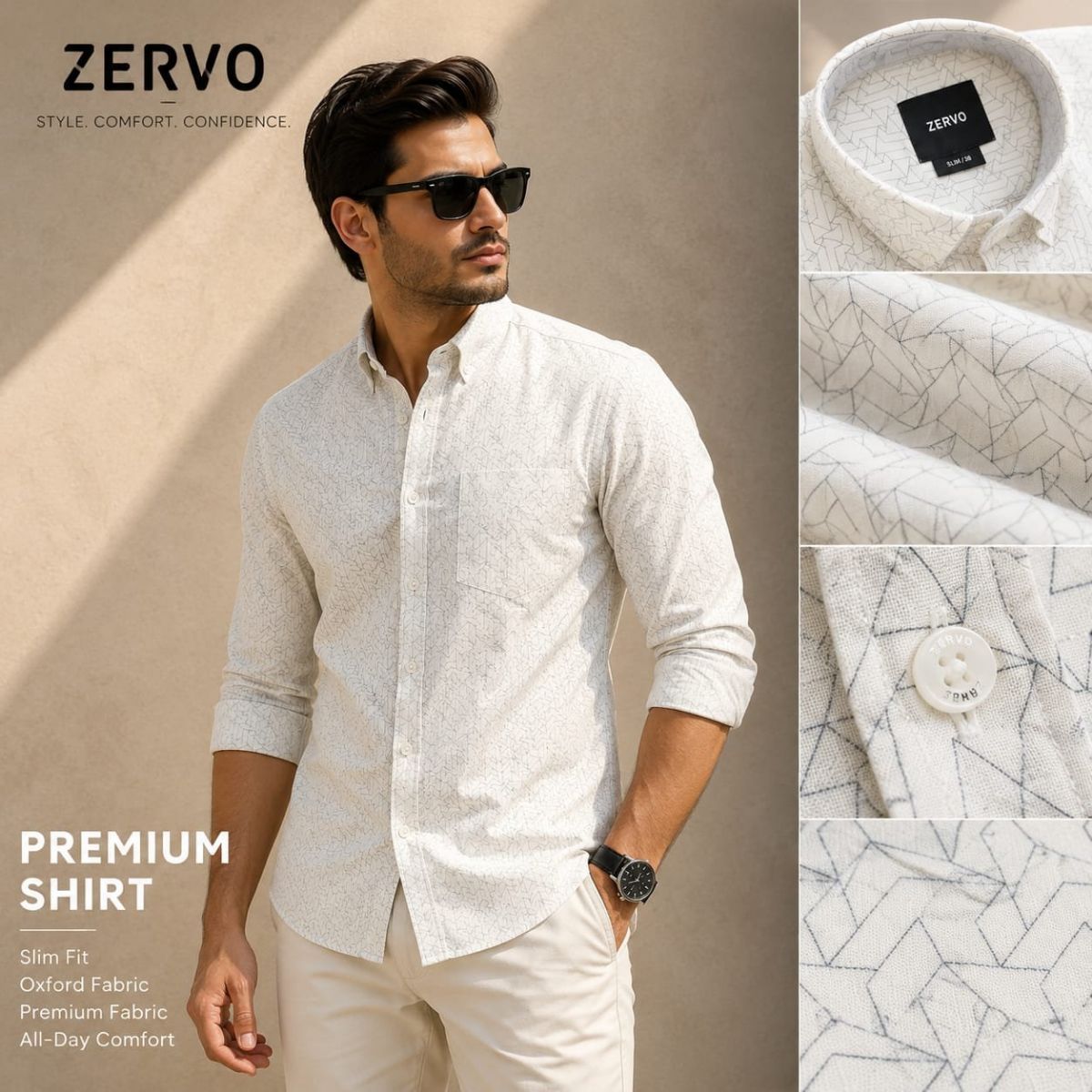 Zervo Men's Cotton Oxford Printed Shirts