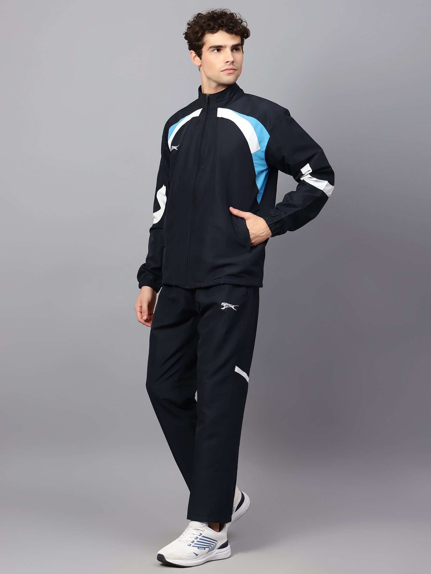 Men's Tracksuit  444B-Navy/Cyan/White-M-TZ