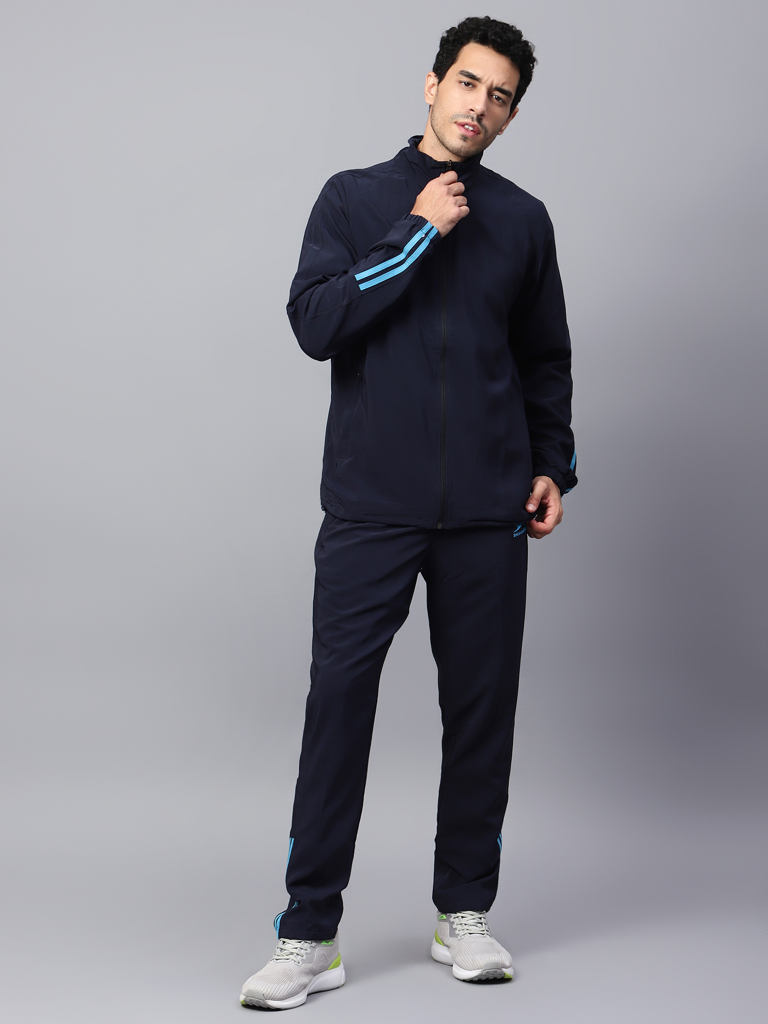 Men's Tracksuit  401B-Navy/Cyan-XL