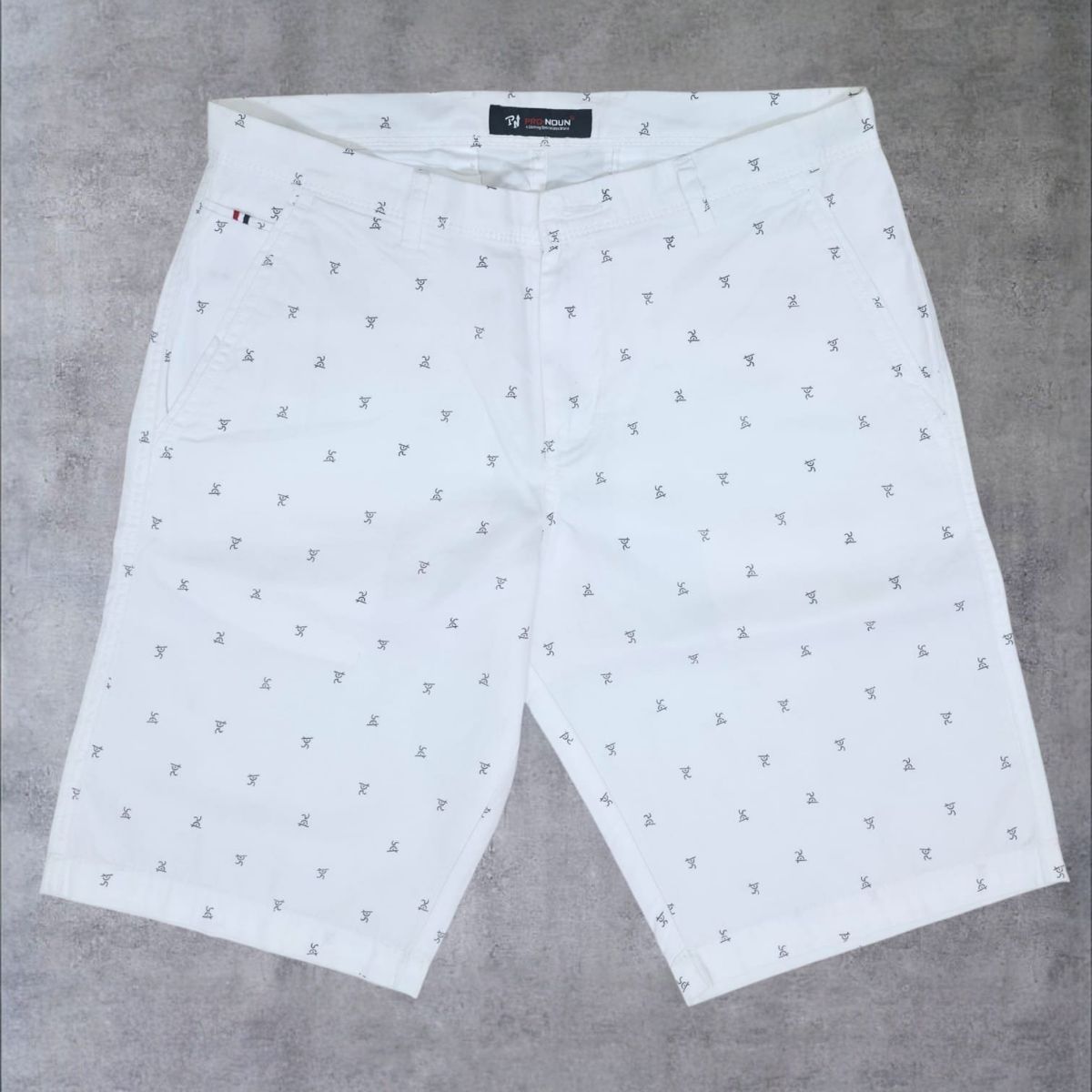 Pro-Noun Men's Pure Cotton Printed Shorts-805 (28-36)-White