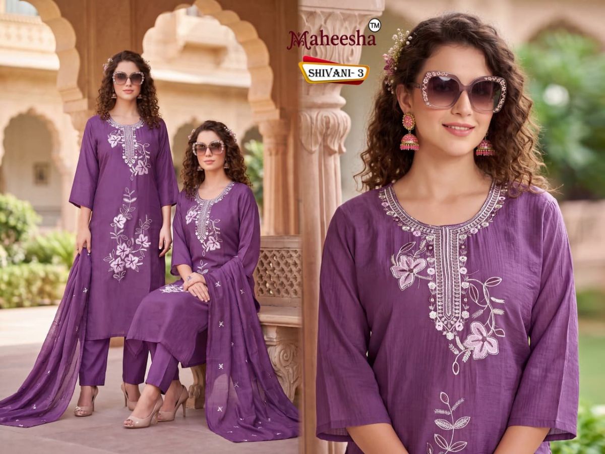 Rani Vastram Women's Ethnic Wear Suit & Bottom Set with Dupatta- Shivani-3