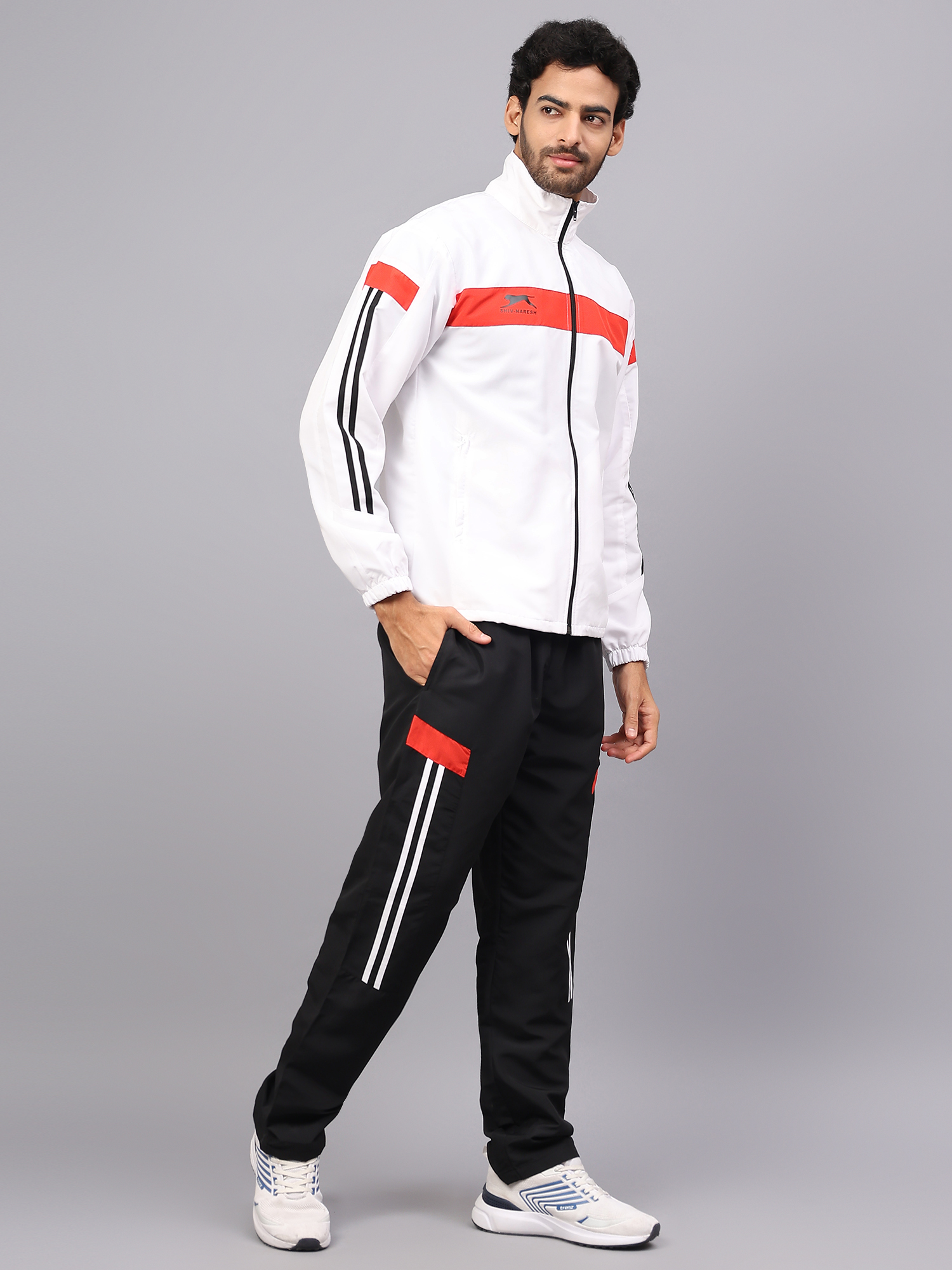 Men's Tracksuit  449B-White/Red/Black-L-TZ