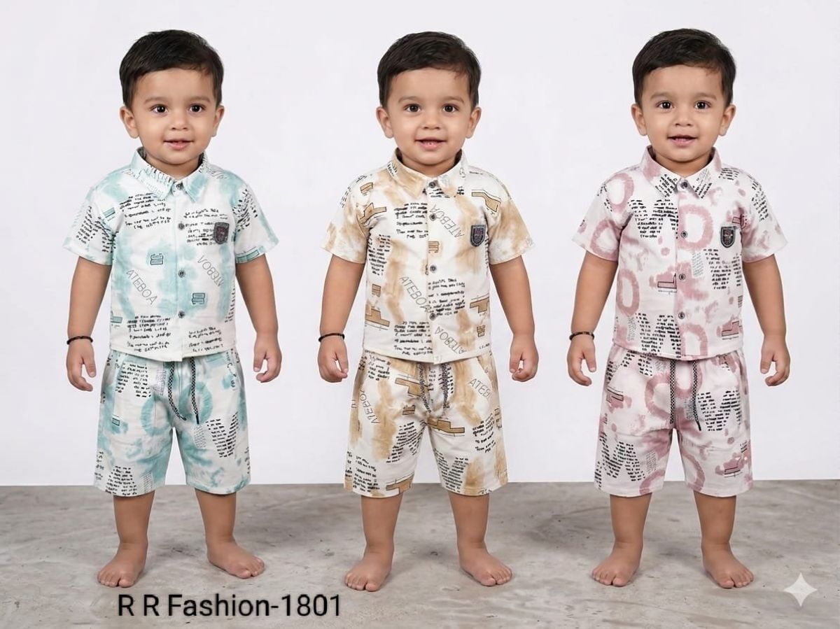 R R FASHION- Kids shirt & nikker Clothing Set- 1801