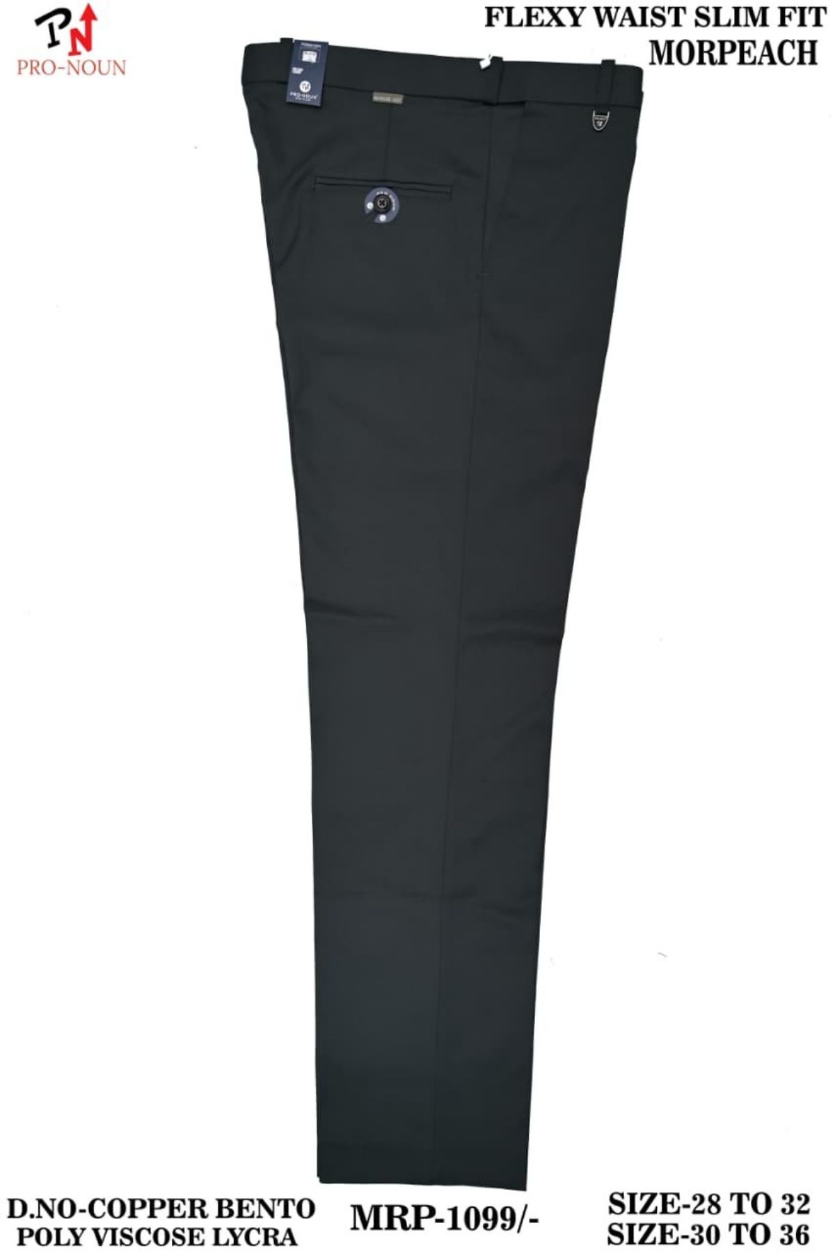 Pro-Noun Men's  Formal Trouser Pants With Adjustable belt D No- Copper Bento-(28-32)- Morpeach
