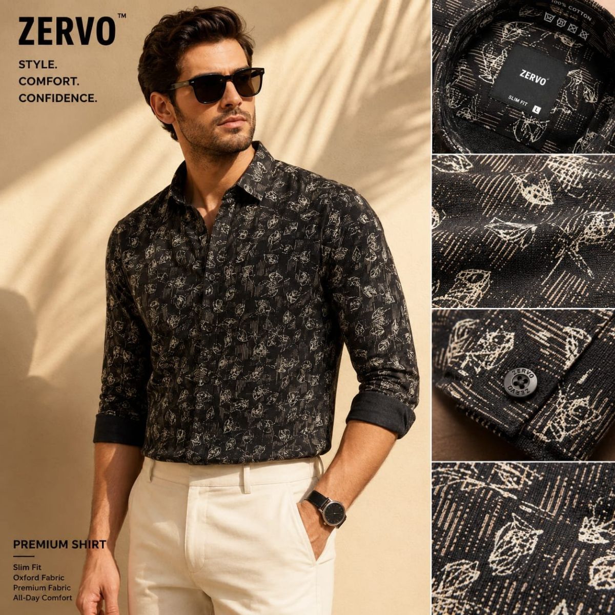 Zervo Men's Cotton Oxford Printed Shirts