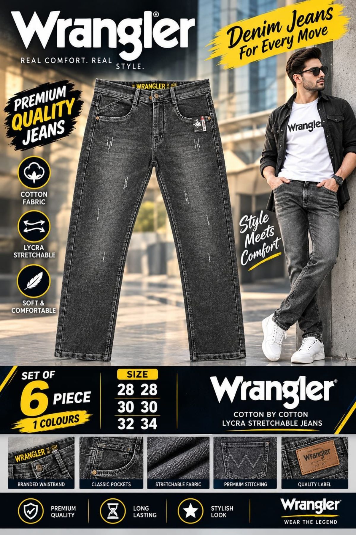 Updry Men's Denim Jeans -Wrangler
