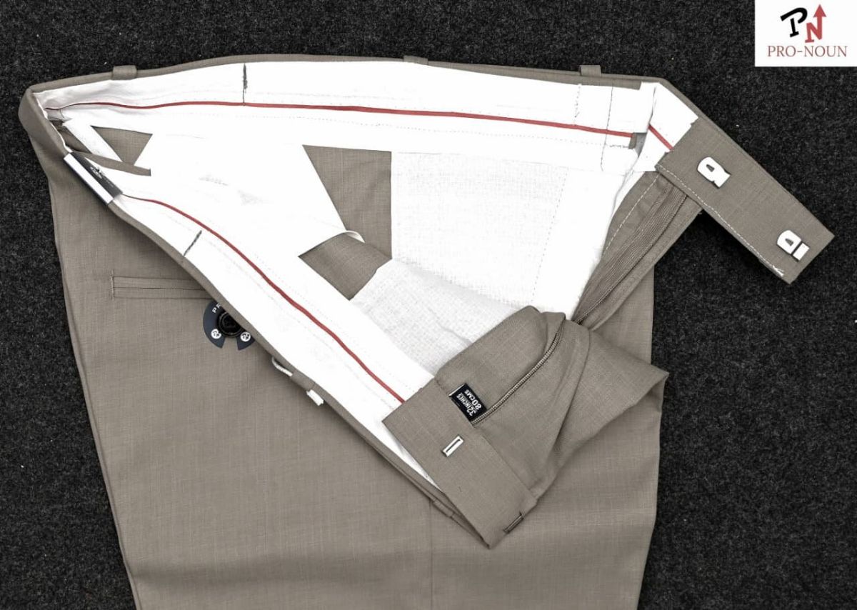 Pro-Noun Men's  Formal Trouser Pants With Adjustable belt D No- Signature 241-6 (28-32)- Tan