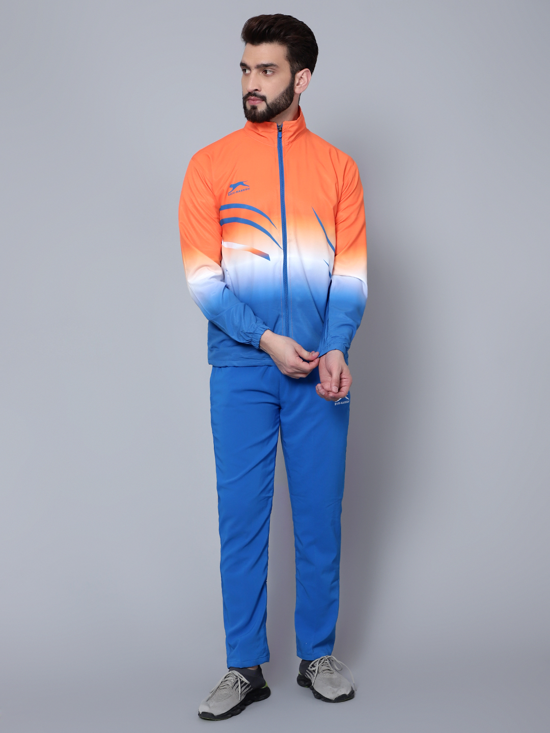 Men's Tracksuit  E-SNTSNXFS965_Orange/Royal/White_2XL_NS Spandex