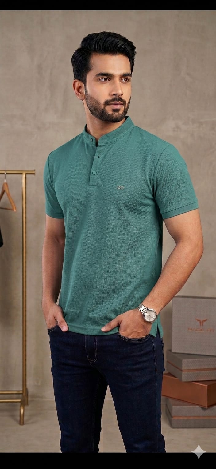 Mens Half Sleeve Henley NeckTshirt 2026