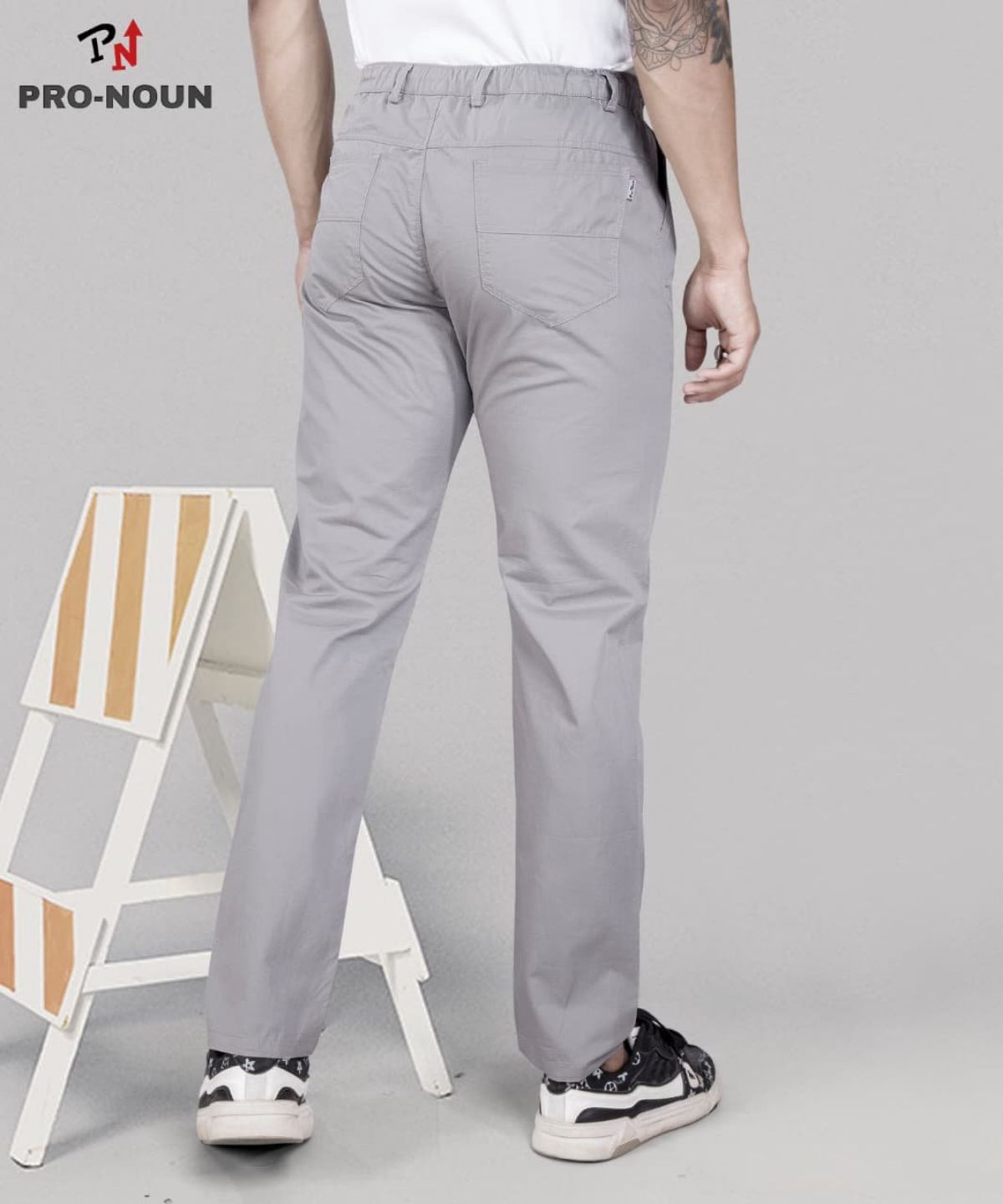 Pro-Noun Men's Lounge Wear Cotton Trackpant- D No- 1715 (4XL-6XL)-Lt Grey