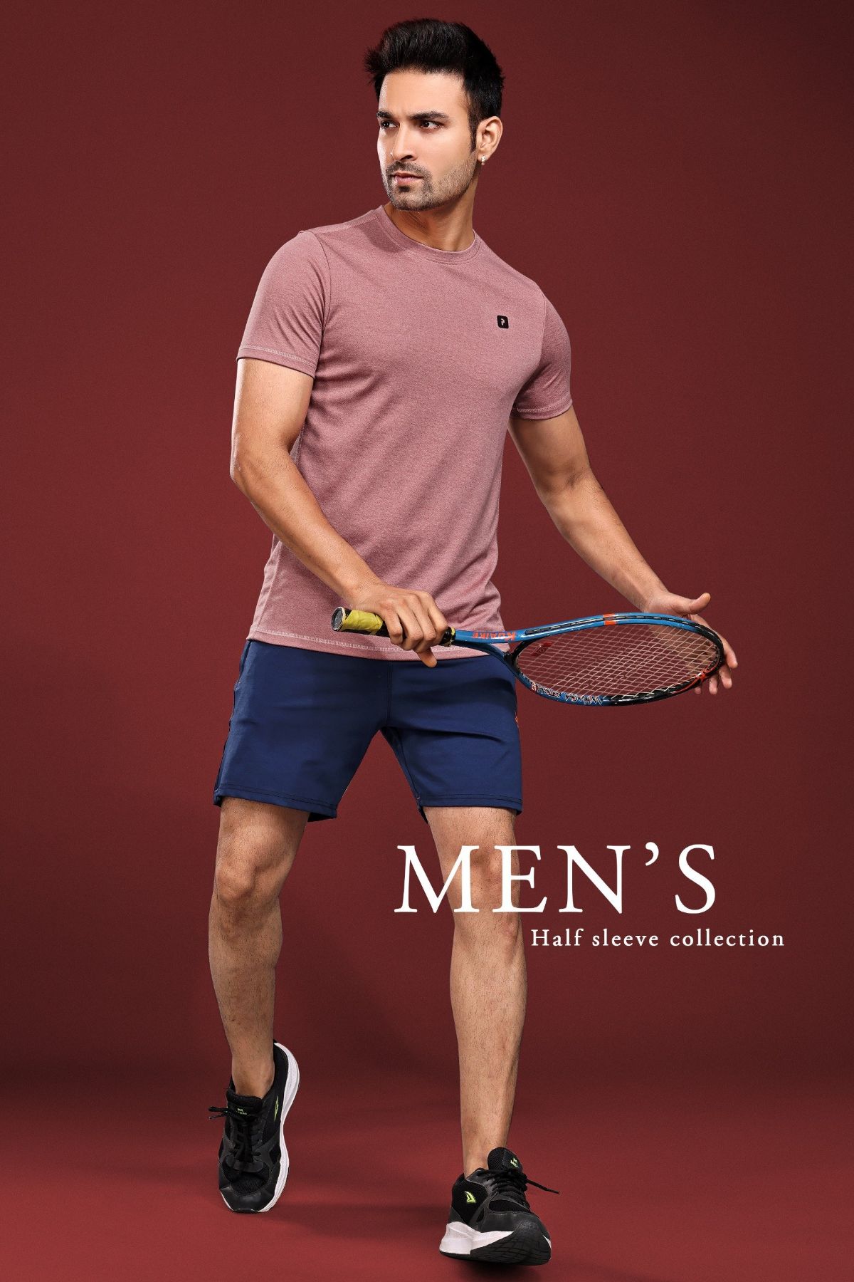 Men's Round Neck Half Sleeves Plain With Logo T-shirts D No- QR-11