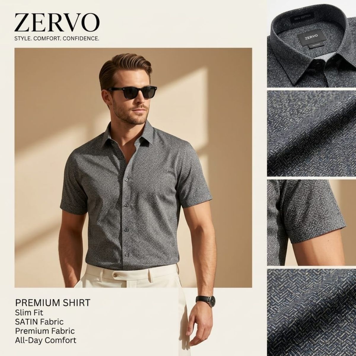 Zervo Men's Satin Printed Shirts