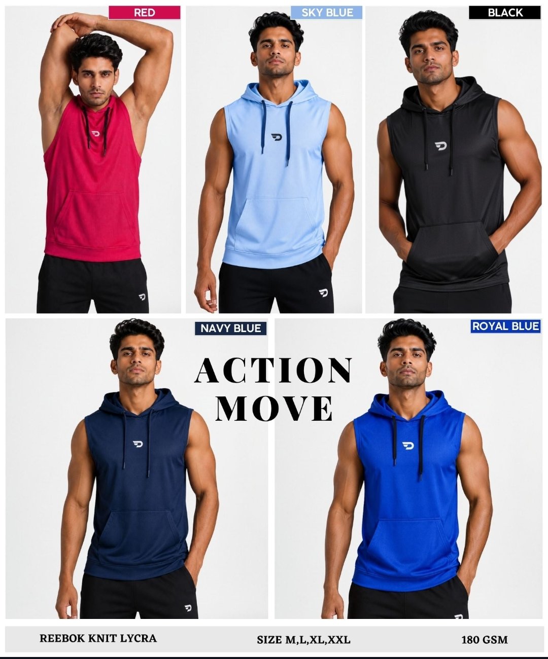 Imported Reebok Knit Lycra Fabric Vest (GSM 180)