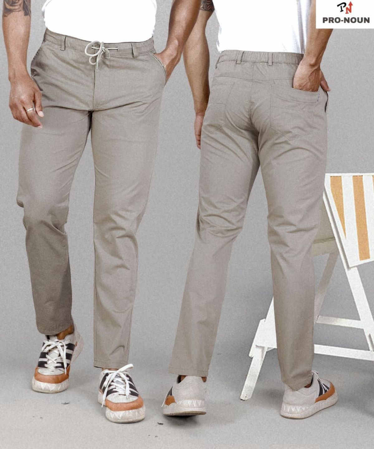Pro-Noun Men's Lounge Wear Cotton Trackpant- D No- 1715 (L-3XL)-Beige