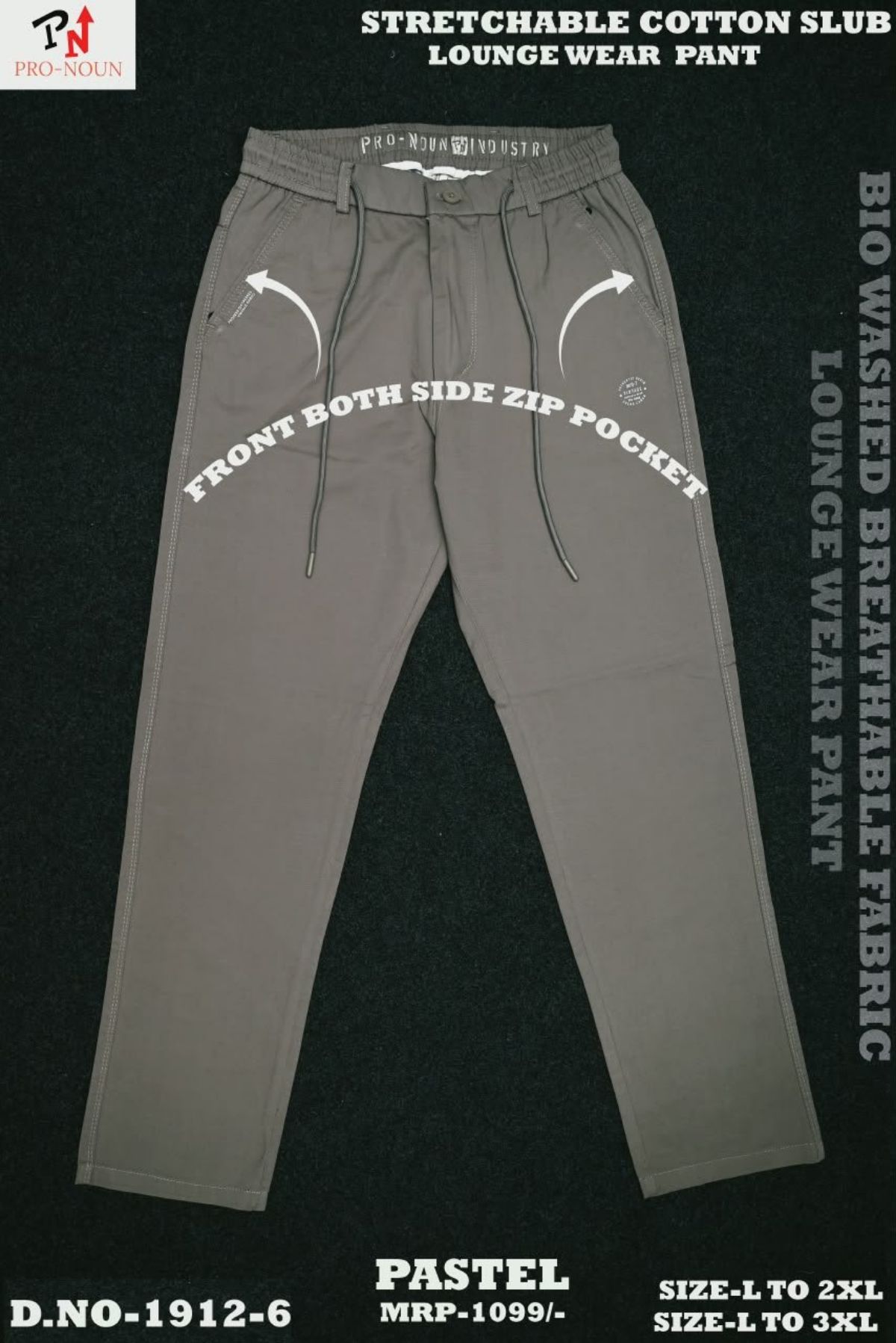 Pro-Noun Men's Cotton Slub Lounge Wear Pants -1812