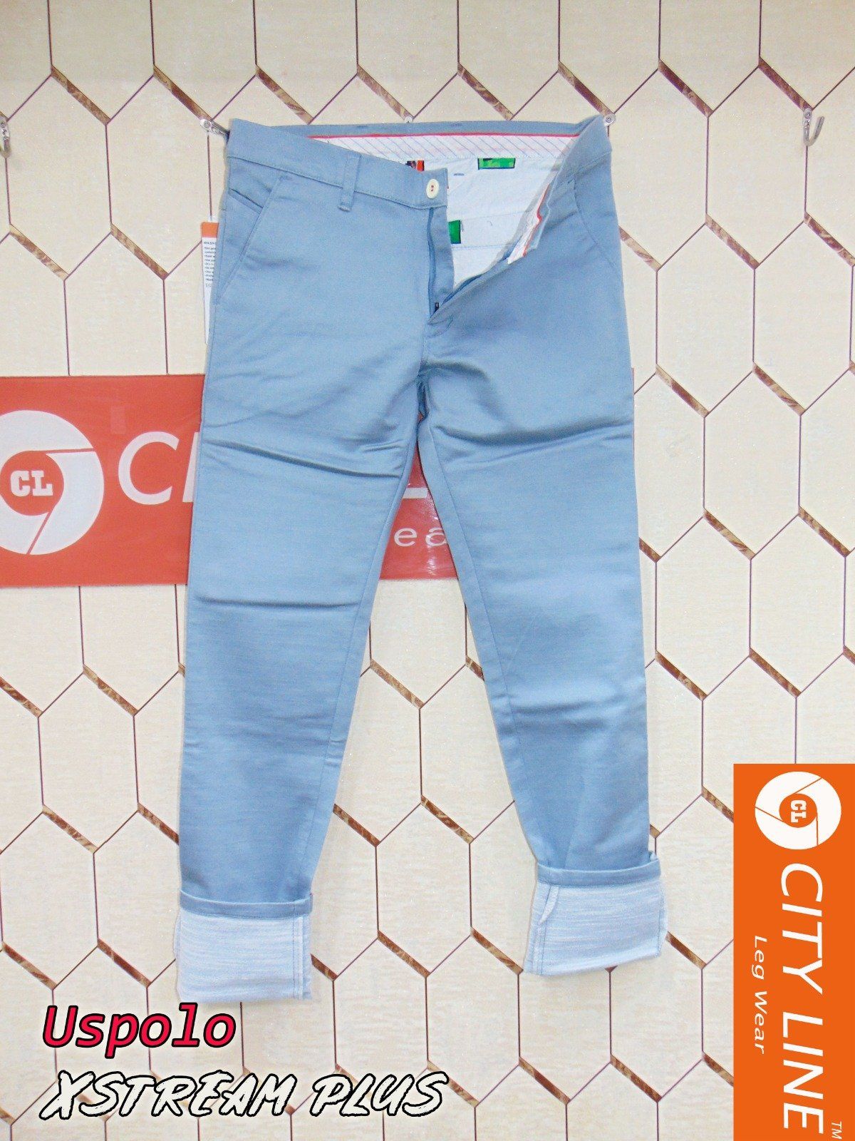 Men's cotton Knitted US Polo Sky Blue Pant- 9073