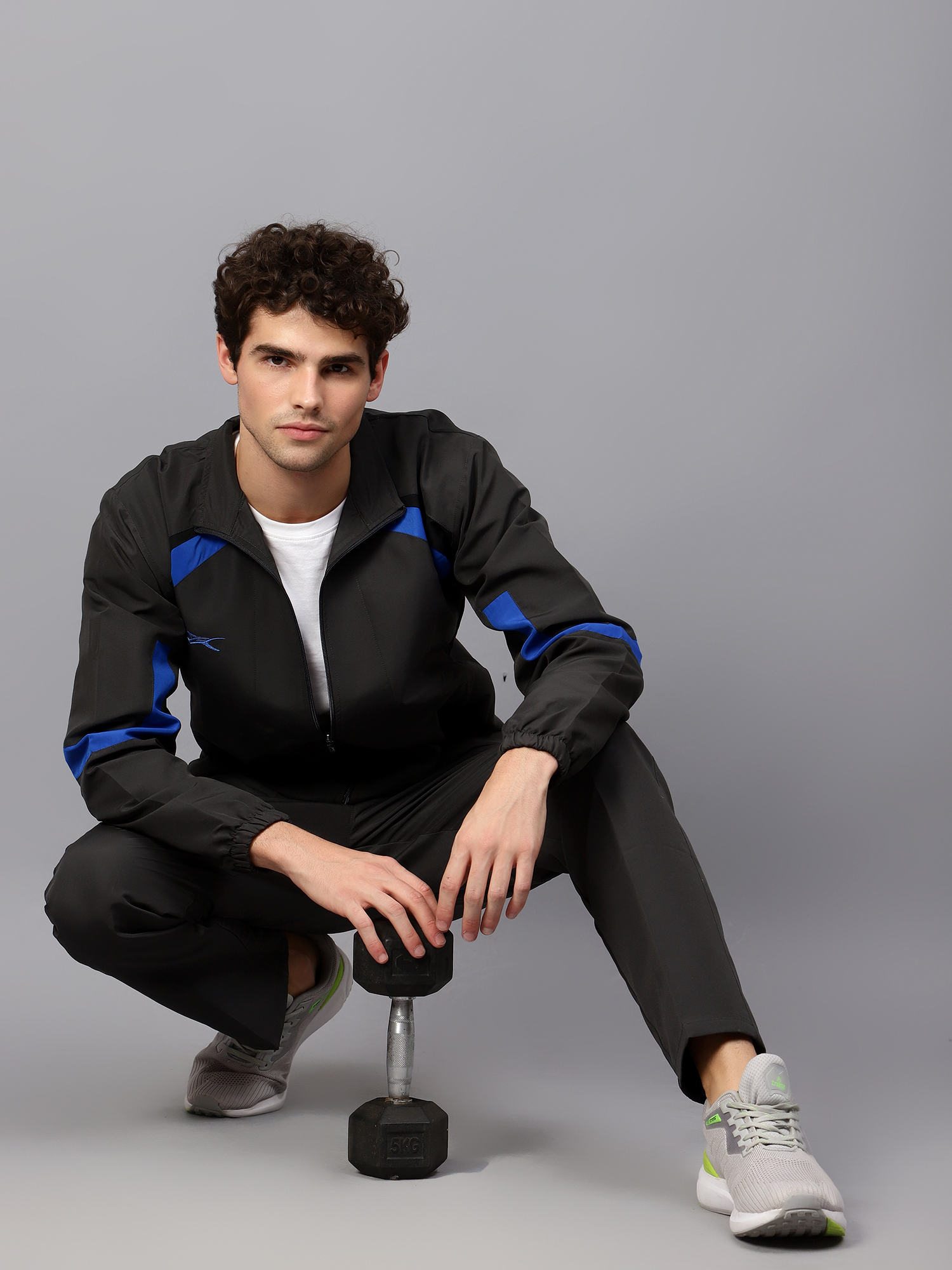 Men's Tracksuit  444B-Dark Grey/Black/Royal-L-TZ