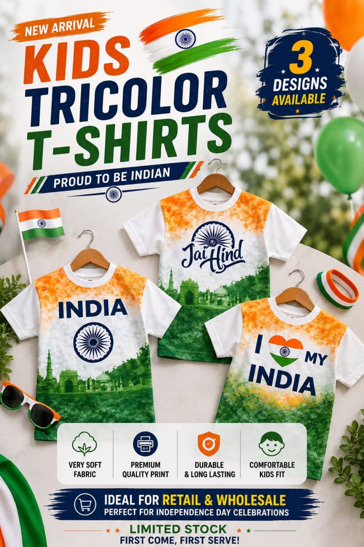 Klothnic Kids Tricolour T-shirts -(32)