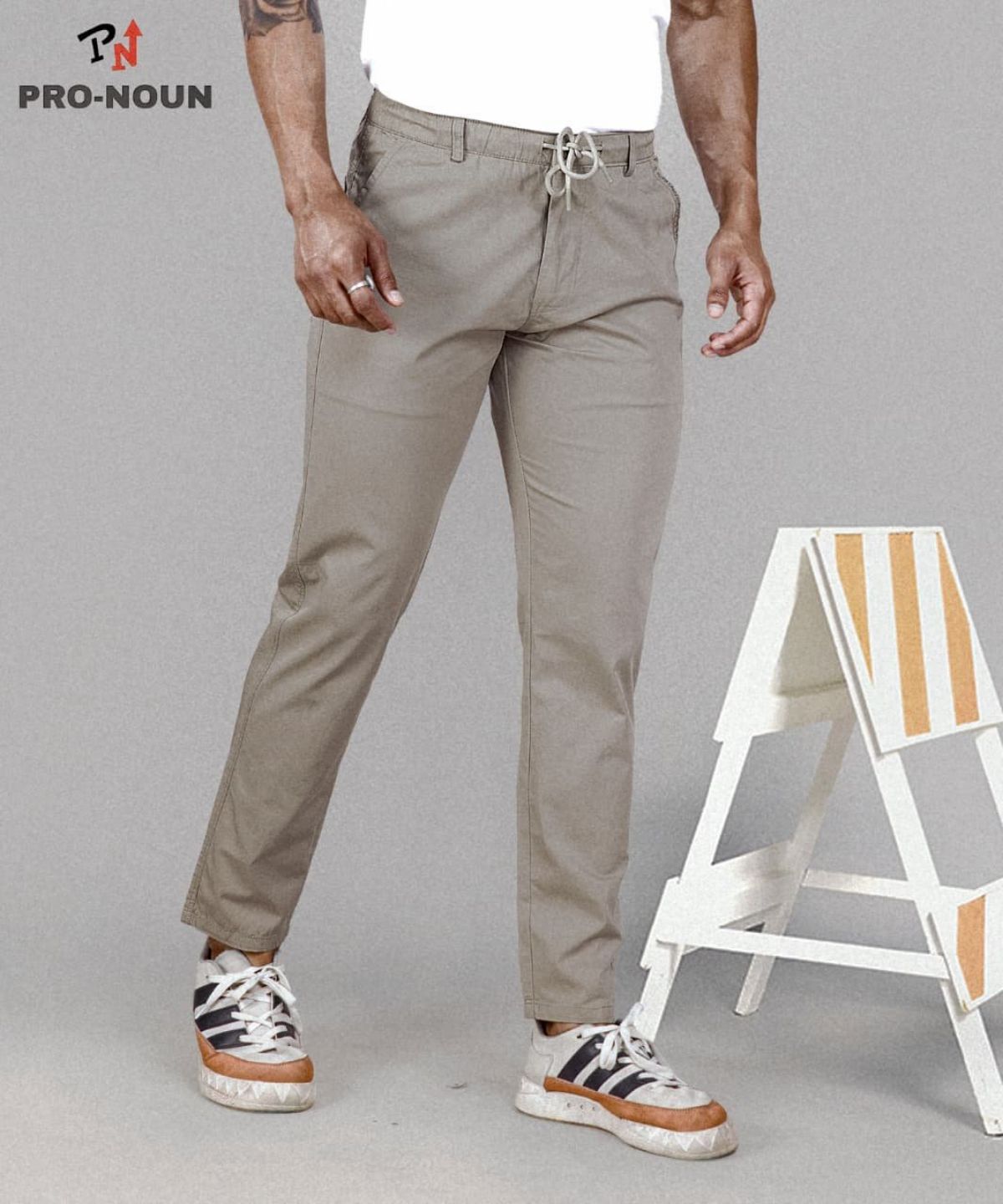 Pro-Noun Men's Lounge Wear Cotton Trackpant- D No- 1715 (4XL-6XL)-Beige