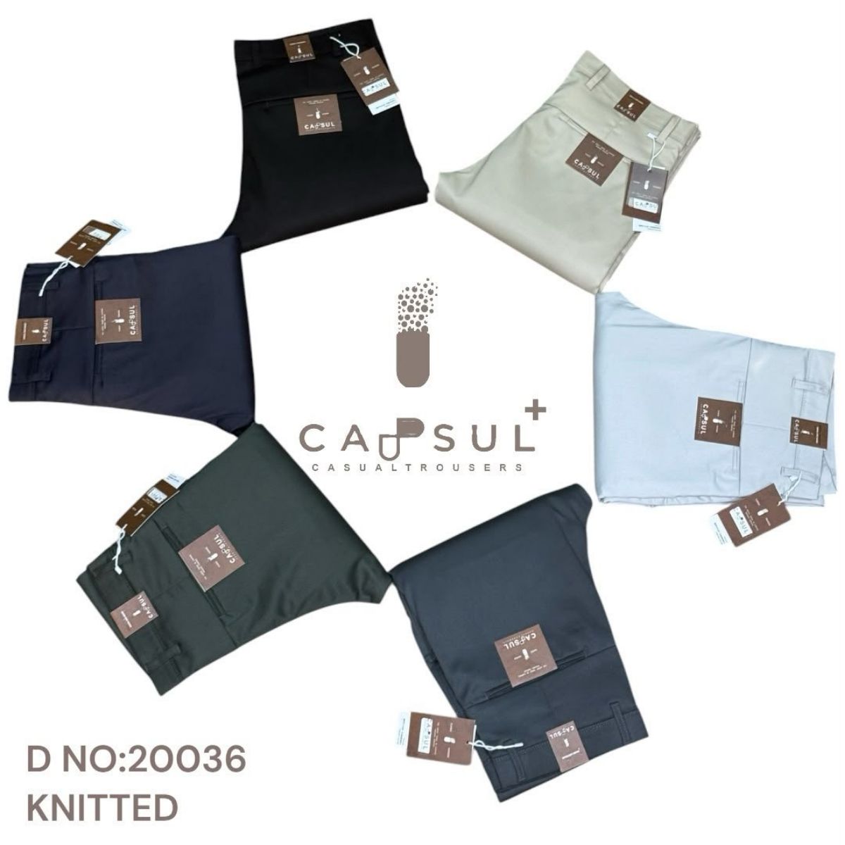 Men's Knitted Plain Pants -3636