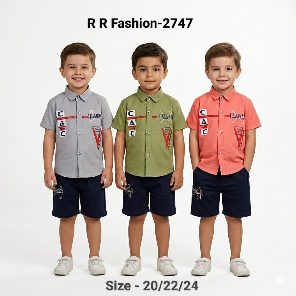 R R FASHION- Kids shirt & nikker  Clothing Set- 2747