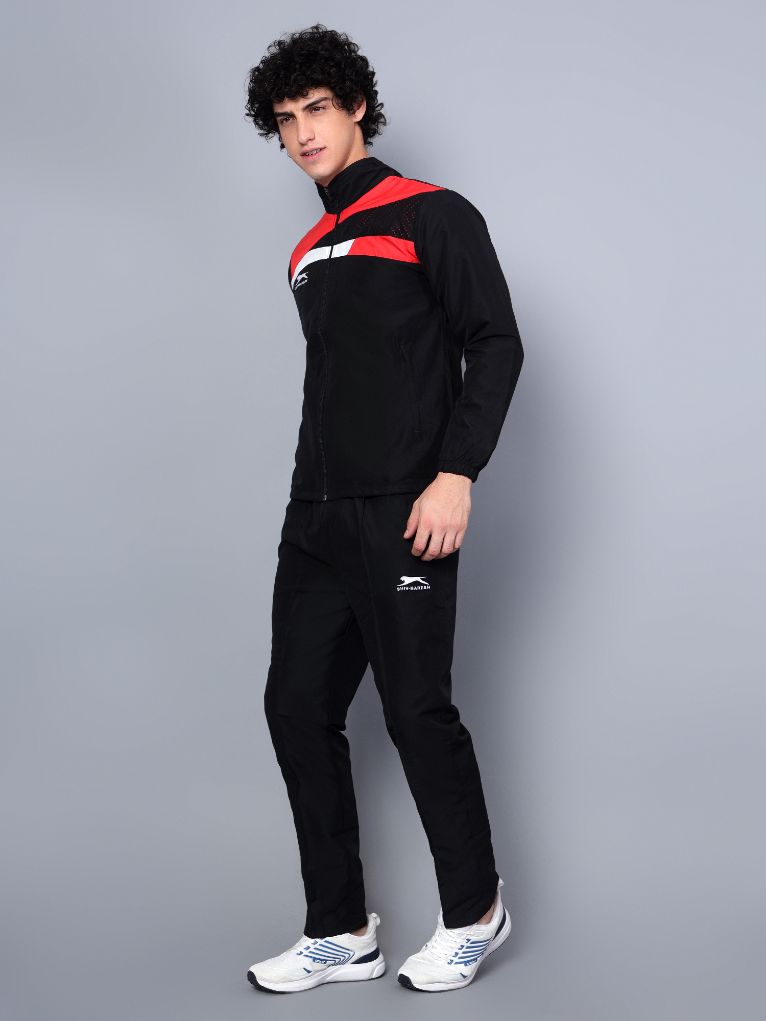 Men's Tracksuit  494A-Black/Red/White-XXL-TZ