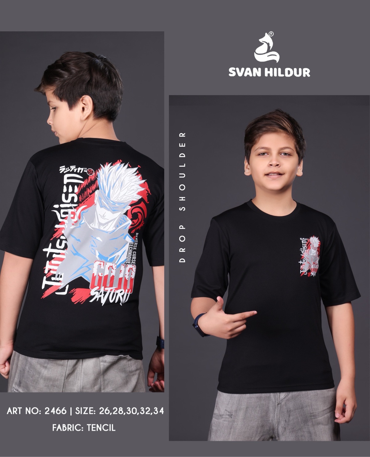 Down shoulder T-shirts for kids