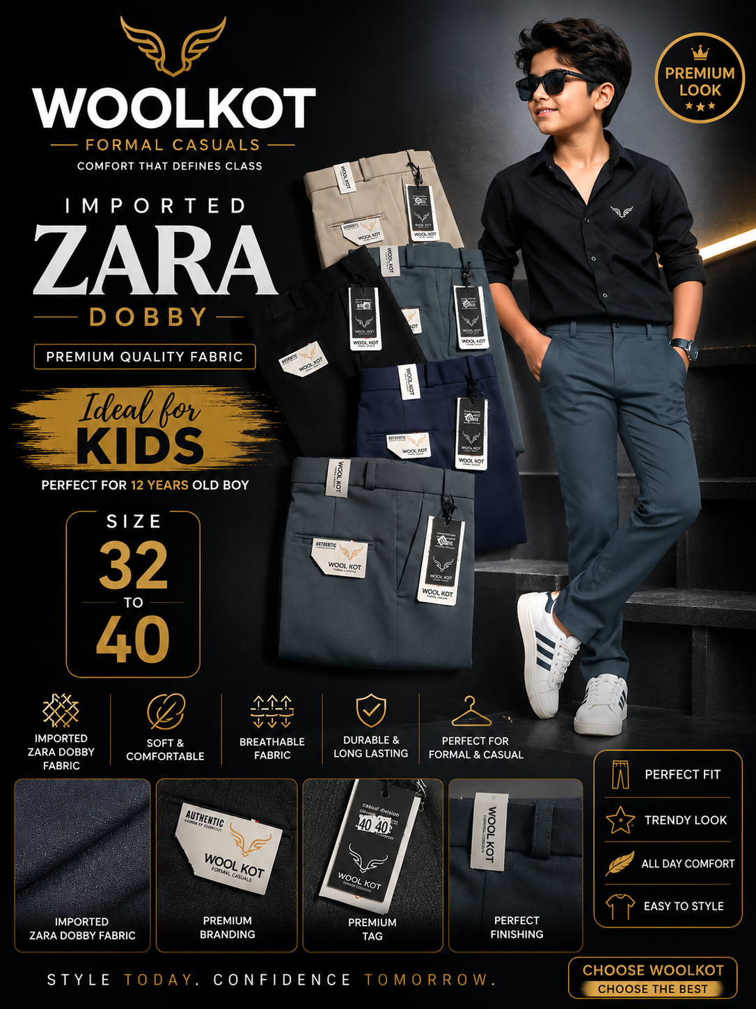 WOOLKOT KIDS ZARA DOBBY 32 TO 40 MULTICOLOR