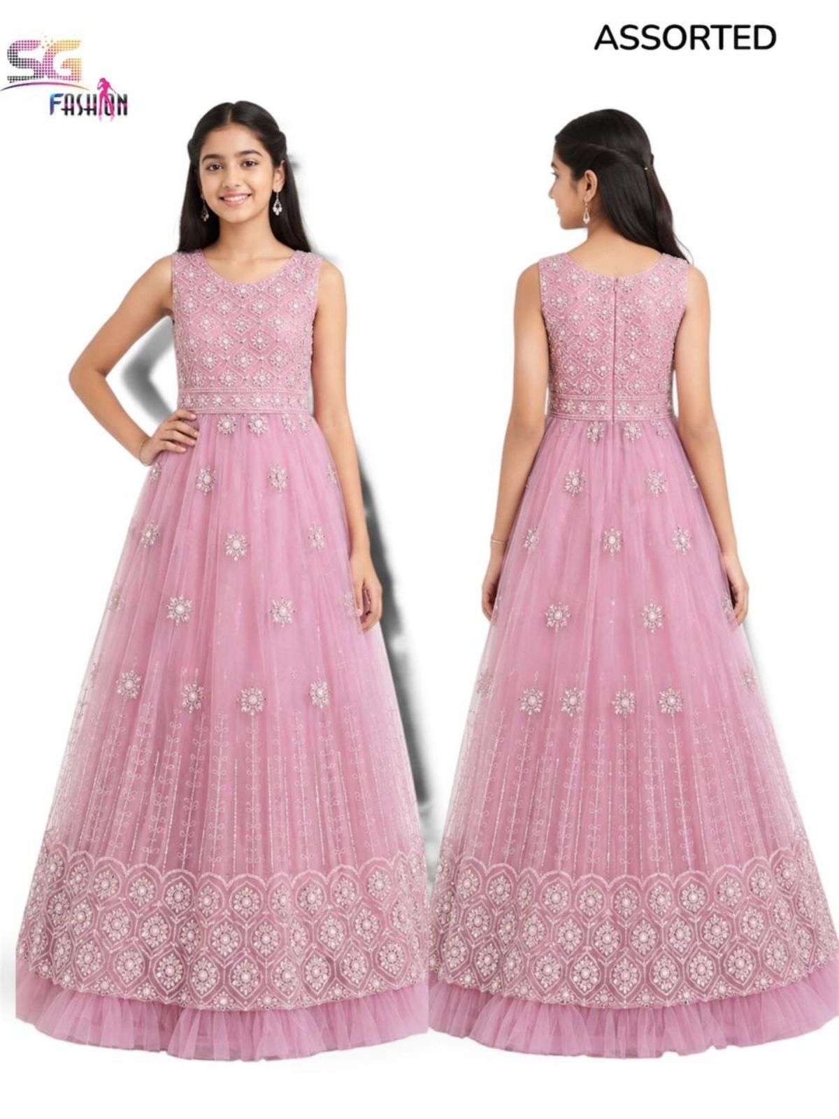 SG Fashion Kids Girls Gown- Pink