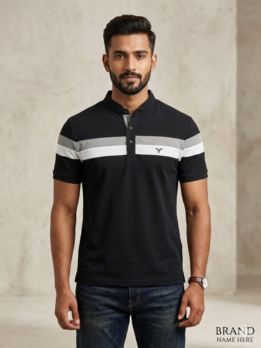 Mens Half Sleeve Henley NeckTshirt 19310