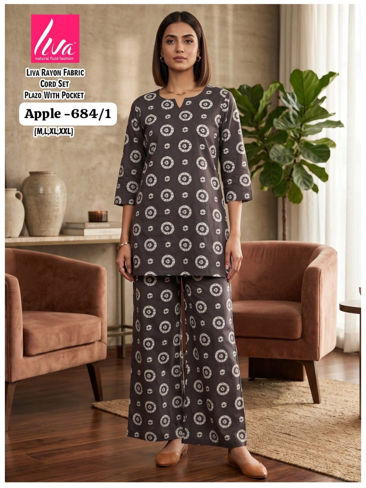 Women's Liva Heavy Rayon Co-Ords Set-  Apple-684/1