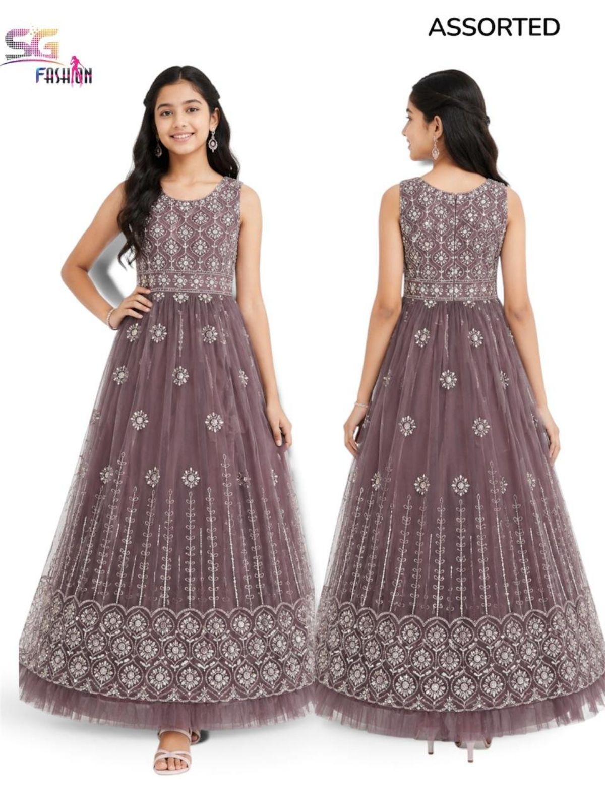 SG Fashion Kids Girls Gown- Mouve
