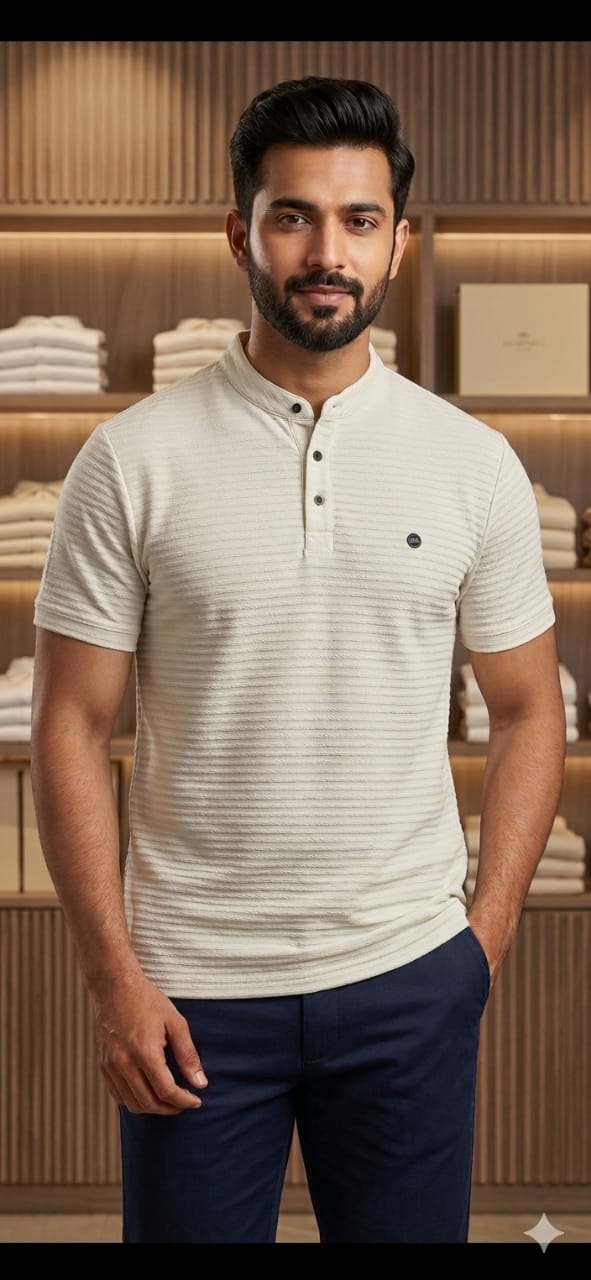 Mens Half Sleeve Henley NeckTshirt 2022