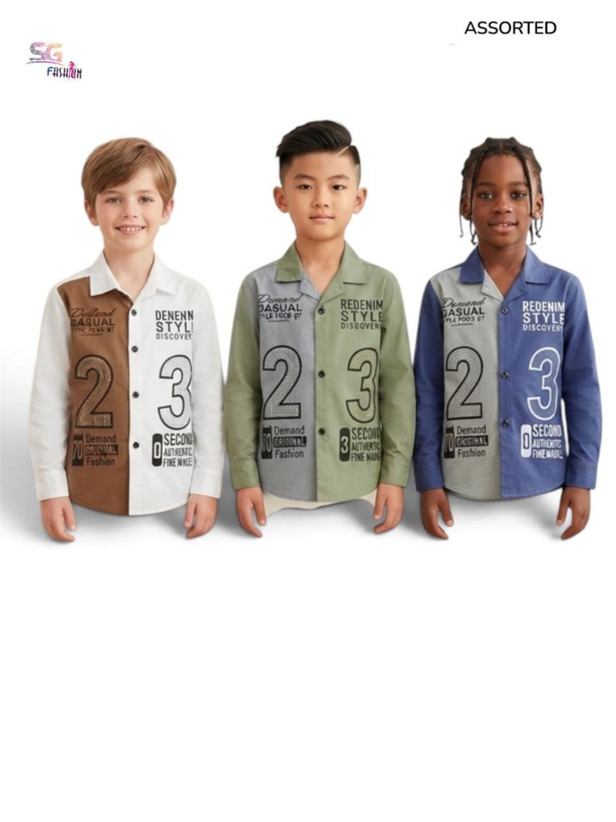 SG Fashion Kids Boys Shirts Set