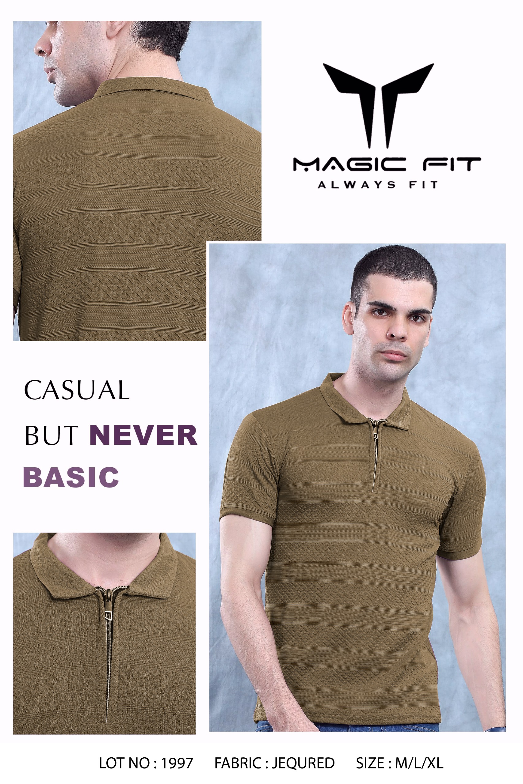 BRAND :-MagicFit  MENS Full Sleeve Henley Neck Tshirt,1973:M