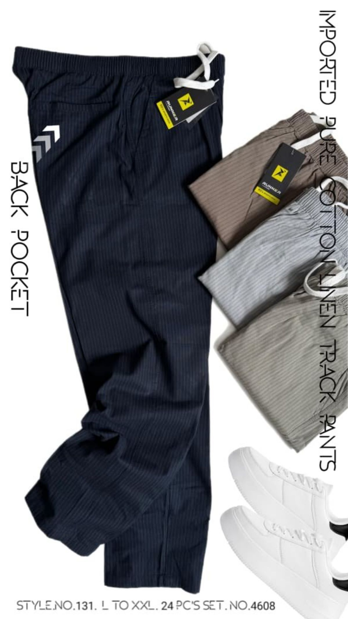 RUNNER Men's Pure Cotton Linen Trackpants D No- 131