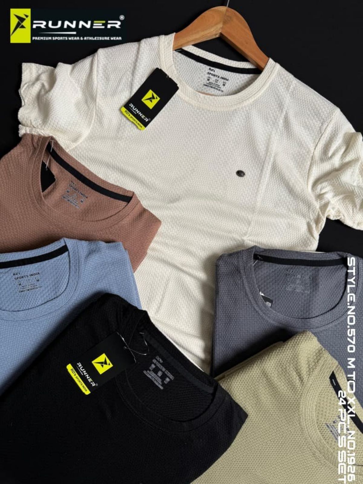 RUNNER Men's Round Neck Half Sleeve T-shirts Set D No- 570