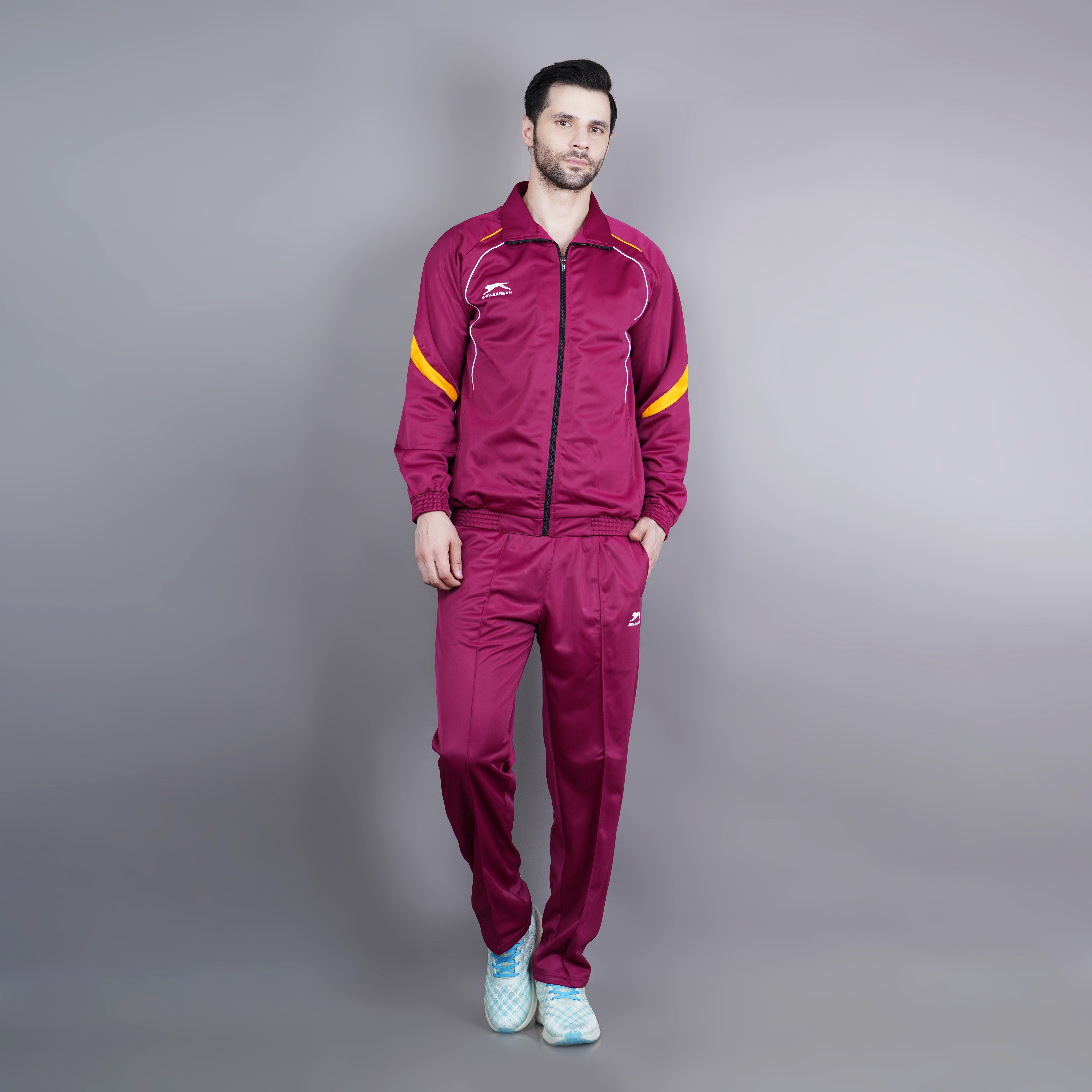Men's Tracksuit  445A-TP-Rust/Yellow/White-L