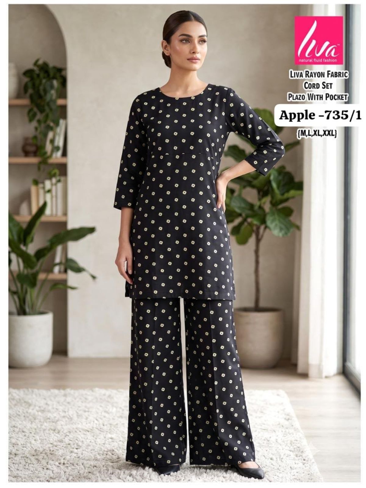 Women's Liva Heavy Rayon Co-Ords Set-  Apple-735/1