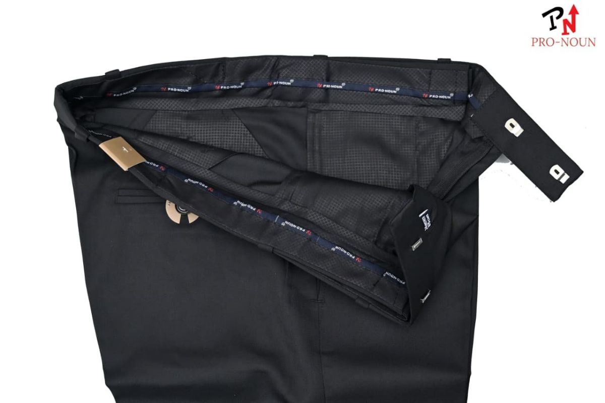 Pro-Noun Men's Men's Formal Trouser Pants With Adjustable belt D No- Signature 292-8 (28-32)- Black