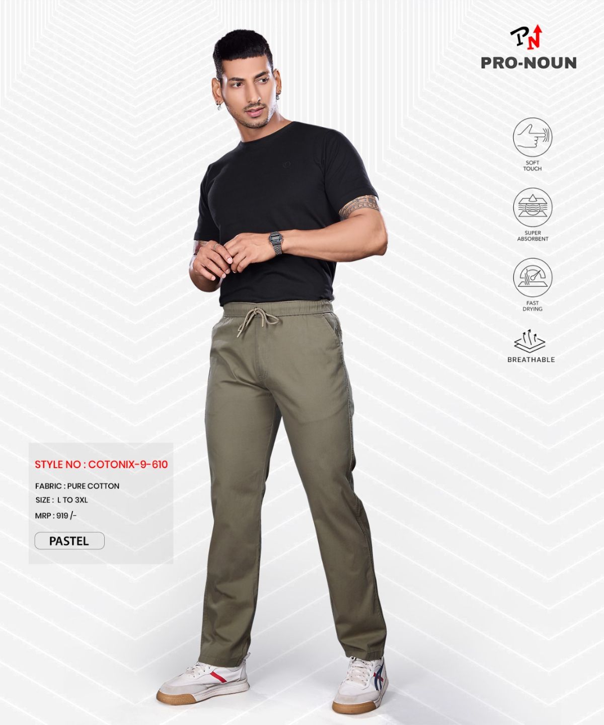 Pro-Noun Men's Lounge Wear Cotton Trackpant- D No- Cotonix-9-610-Organic
