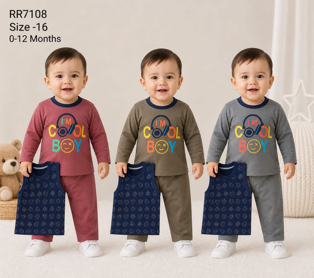 R R FASHION- Kids 3 Piece Clothing Set- RR7108