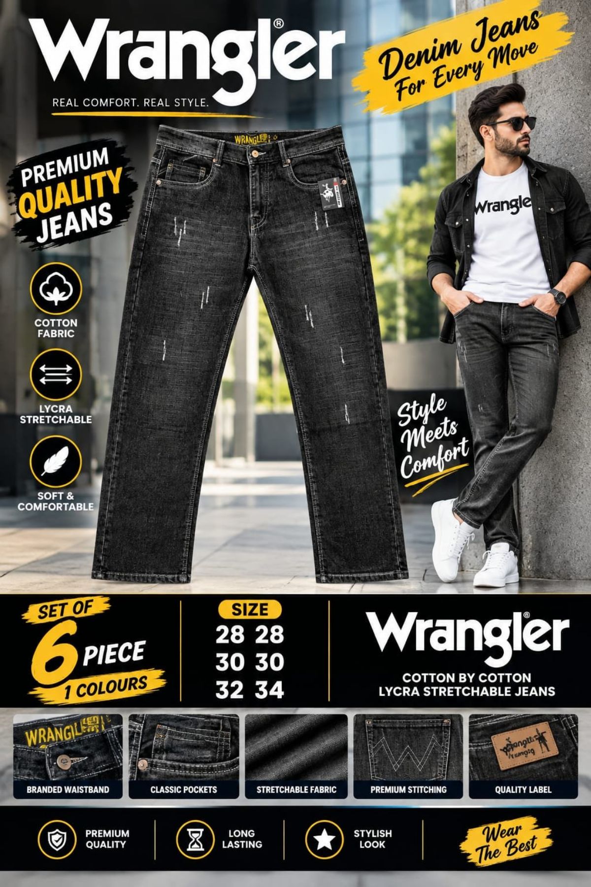 Updry Men's Denim Jeans -Wrangler