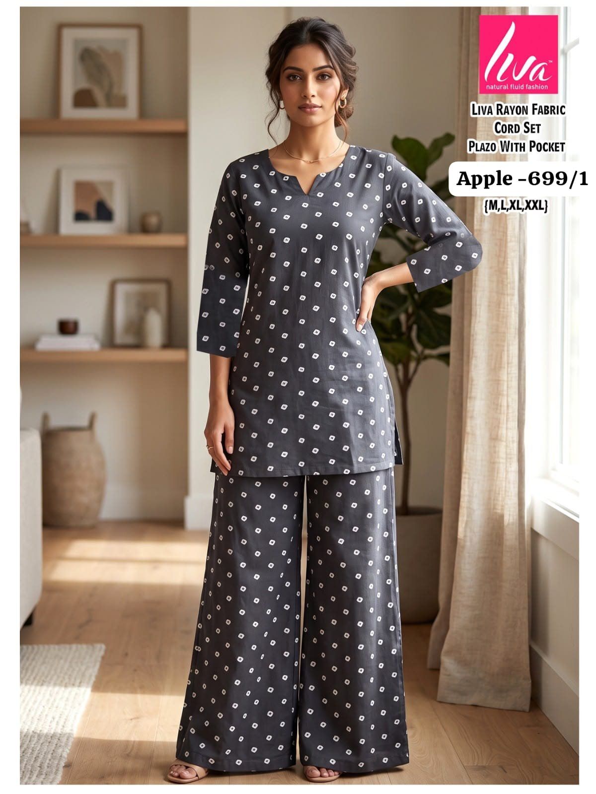 Women's Liva Heavy Rayon Co-Ords Set-  Apple-699/1