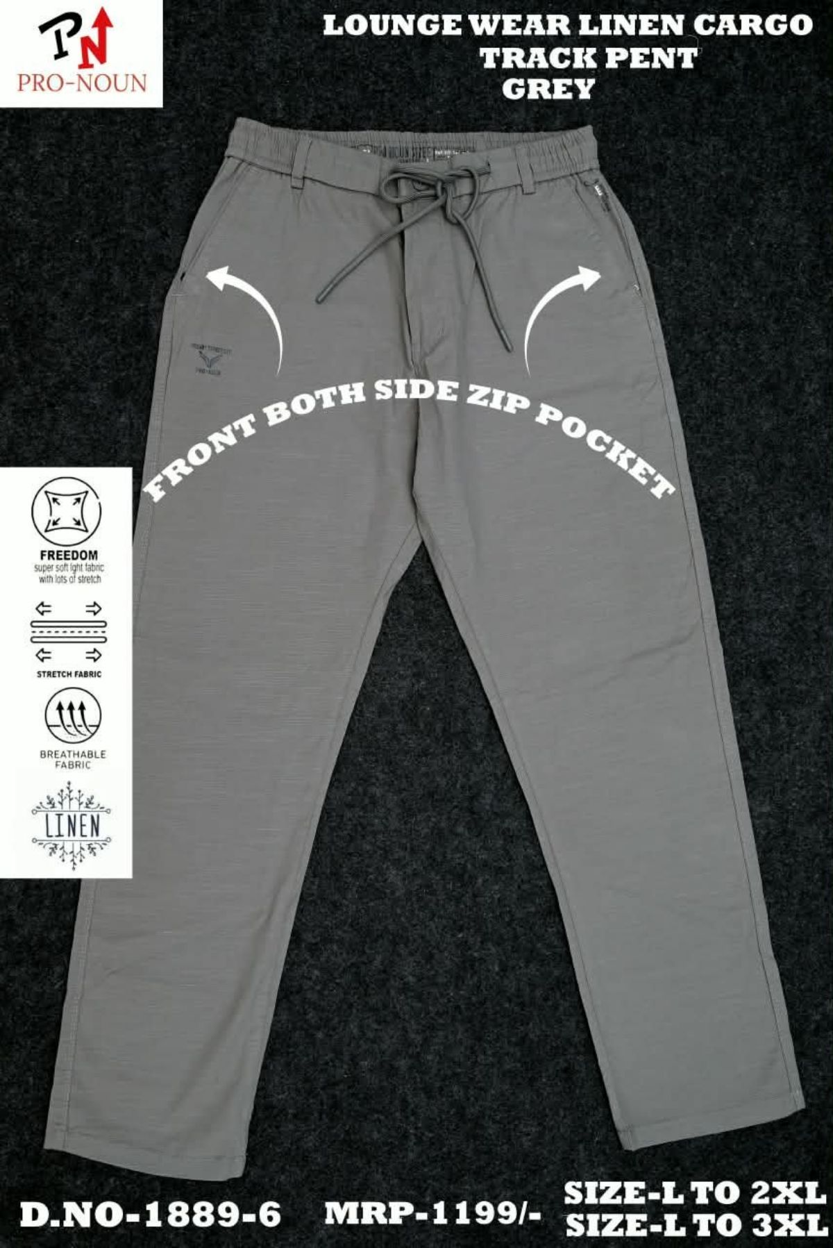 Pro-Noun Men's Front Both Side Zip Pocket  Pants- 1889-6