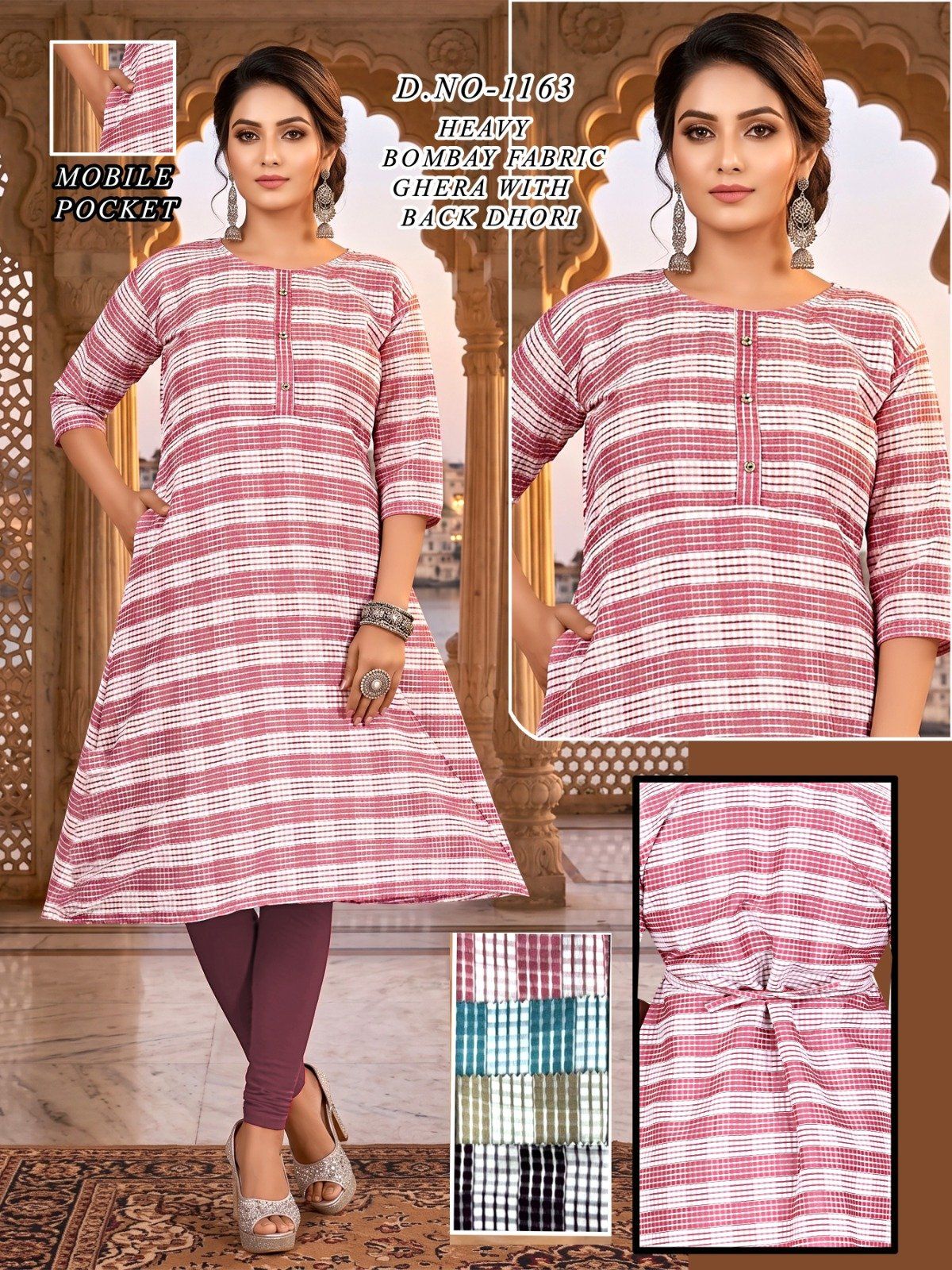 Women's Bombay Ghera With Back Dori and Mobile Pocket Suit-1163