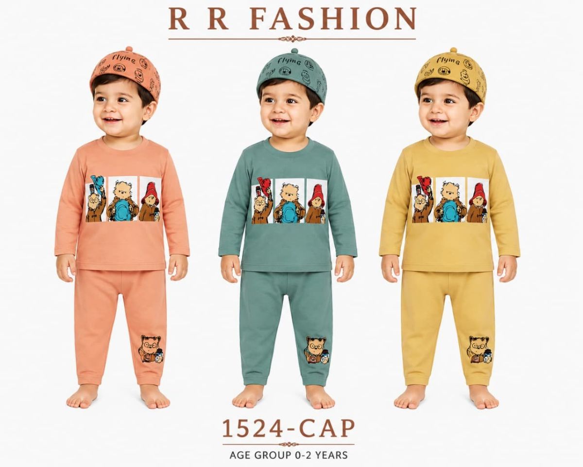R R FASHION- Kids Cap Top and Pajami Set-1524